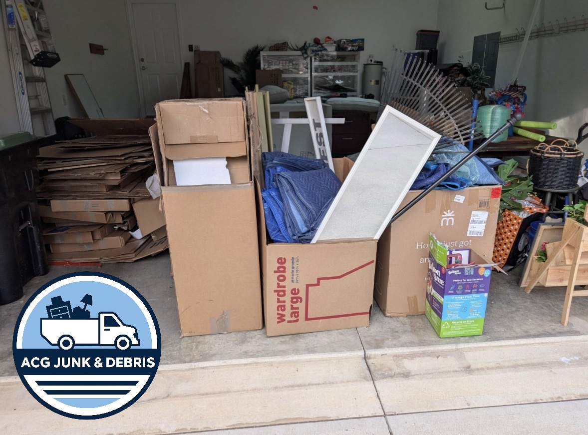 Garage full of junk ready to be loaded - Erwin NC garage cleanout junk removal service